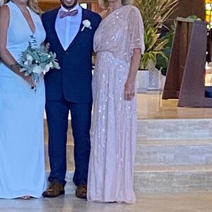 Sequined Blush One-Shoulder Evening Gown size 8